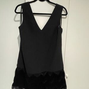 BCBG Black Mini Dress with Fringe Hem